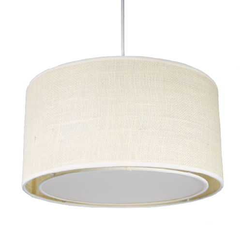 Colgante de 1 luz E27 medidas 35x20x18cm de arpillera blanca con tapa